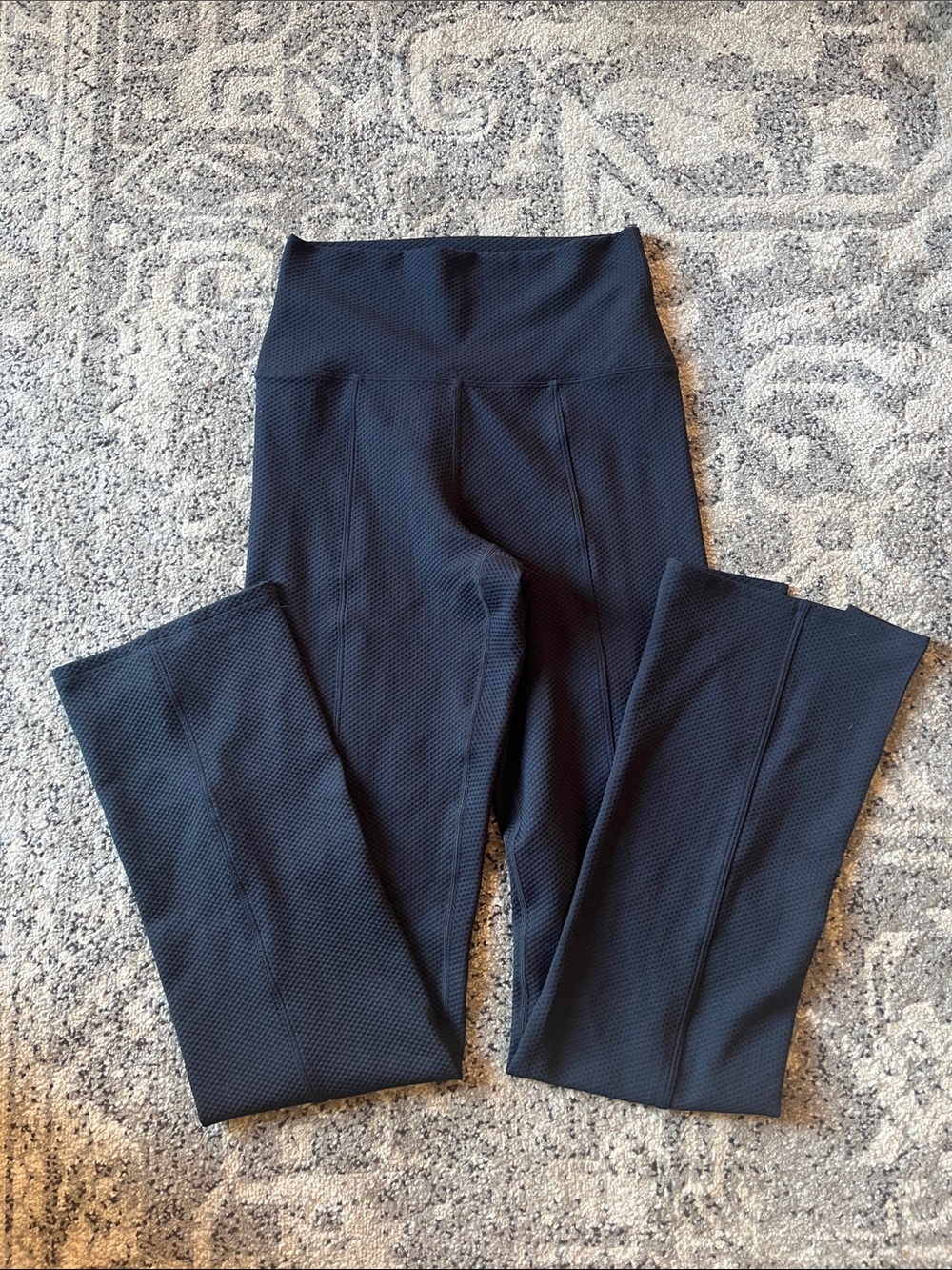 Beach Riot Sport High-Waist Black Textured Split-hem Flared Leggings